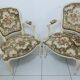 Pair of armchairs in Louis XV style seat and embroidered fabric back