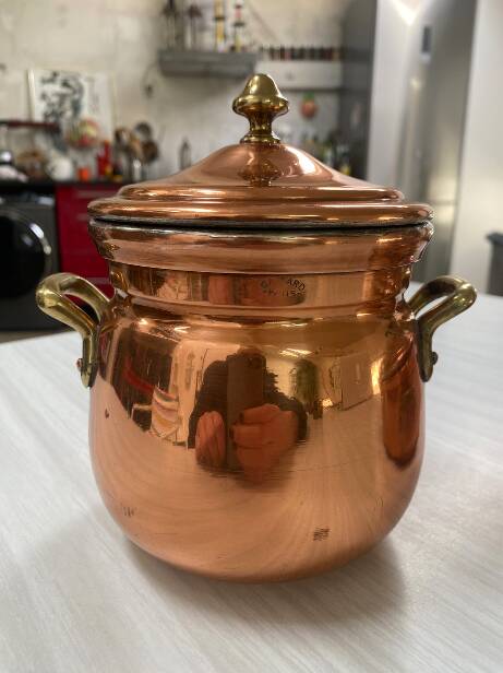 Antique solid tin-plated copper set – French manufacture – Gaillard