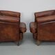 Vintage Dutch cognac coloured leather club chair, set of 2 with footstool
