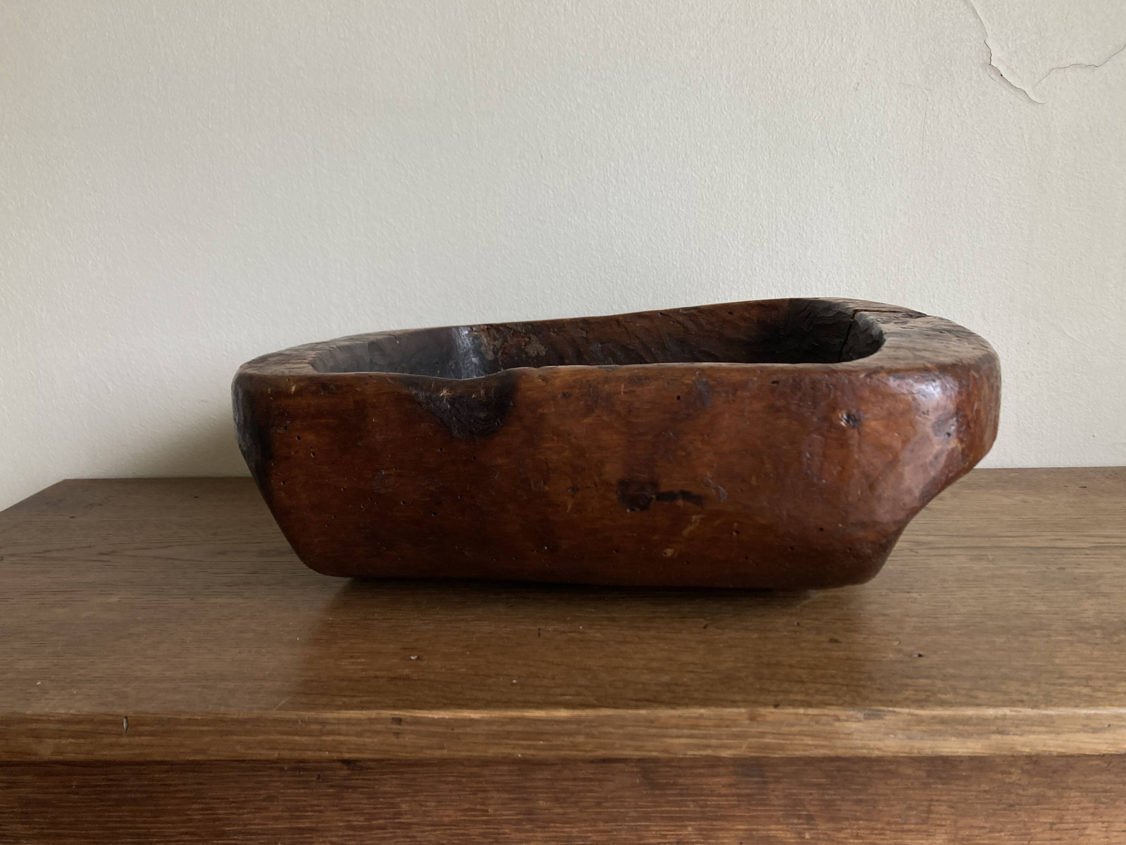 XXL monoxyl cup, mountain folk art with ears, 19th century