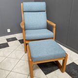 Johannes Andersen highback chair with hocker for Silkeborg Denmark