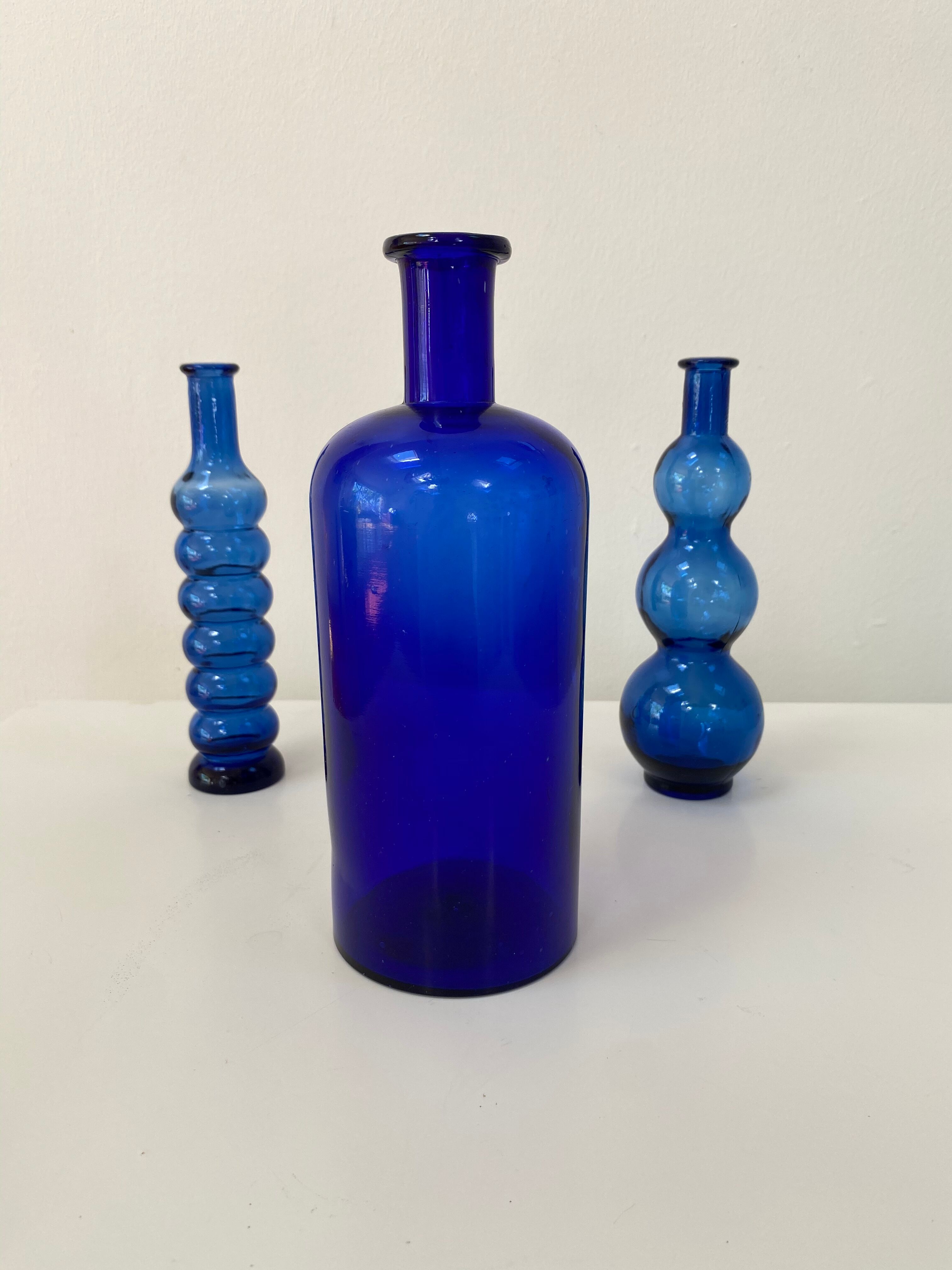 Cobalt blue glass pharmacy bottle