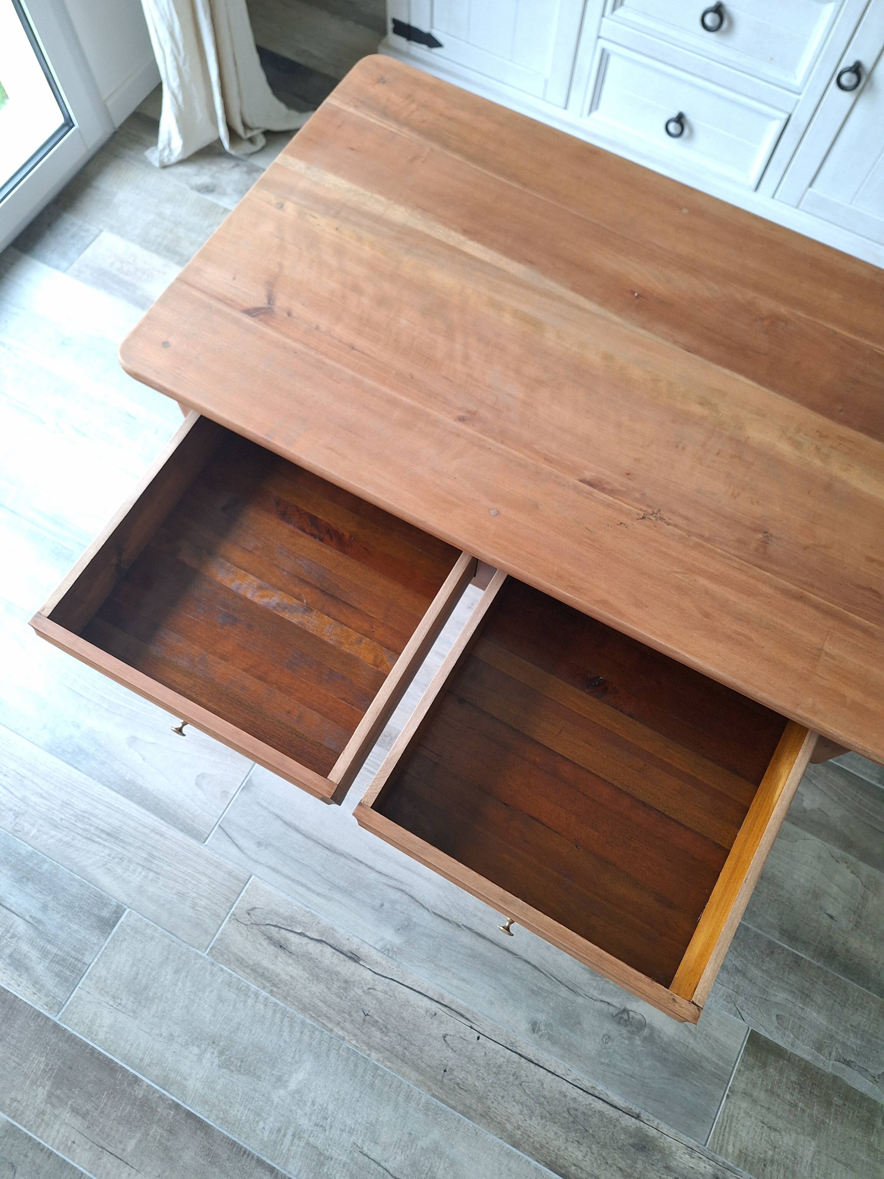 Vintage solid wood desk with extensions.