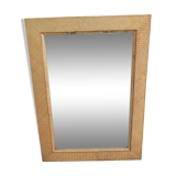 Vintage rectangular mirror with rattan frame