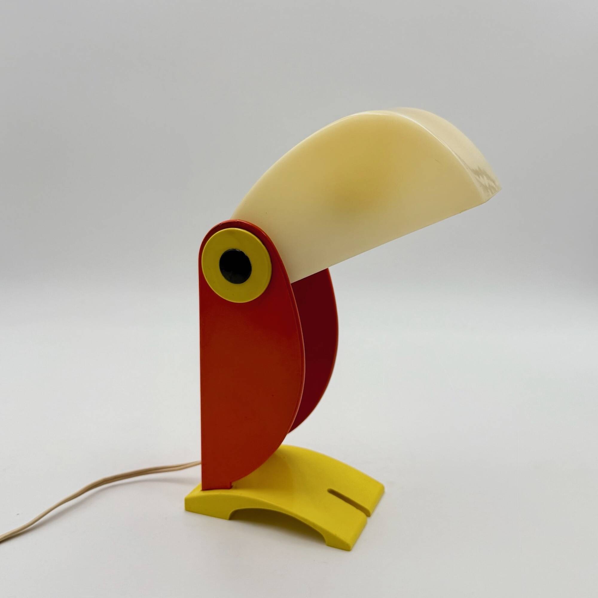 Playful 1970s Italian Toucan Light in Red and Yellow by Enea Ferrari