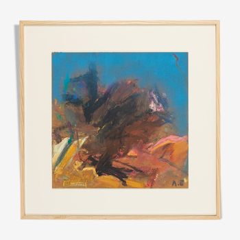 Composition abstraite, huile sur plaque, 73 x 73 cm