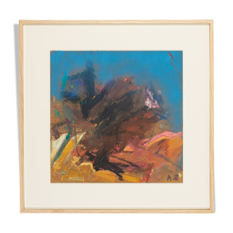 Composition abstraite, huile sur plaque, 73 x 73 cm