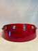 Vintage red lacquered ashtray with metal studs – design and decorative piece.