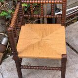 1920s turned wood straw corner chair