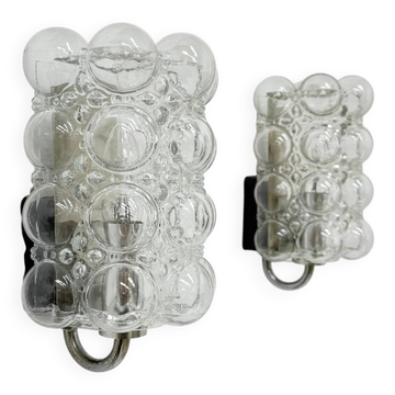 Set of 2 bubble glass wall lamp sconces by Helena Tynell for Limburg, Germany, 1970s
