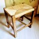Wood & braided straw stool
