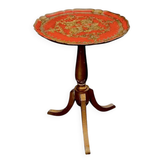 Small Florentine side table with painted top – Italy, mid-century