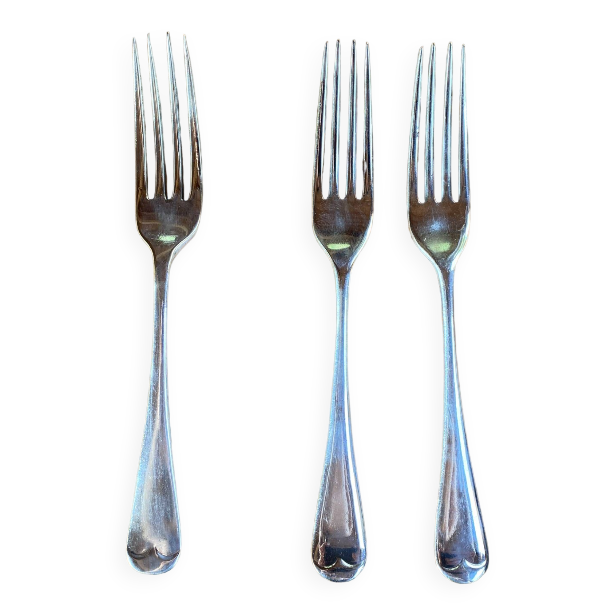 Set of 3 silver English forks