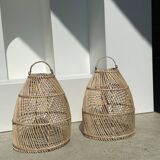 Rattan pendant lamp in the shape of bell D25 H28