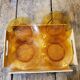 4 flat plates amber glass 70's