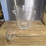 Grand seau à champagne / rafraîchisseur et sa louche Verre bullé Biot