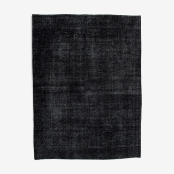 Hand-Knotted Oriental Overdyed 290 cm x 391 cm Black Wool Carpet