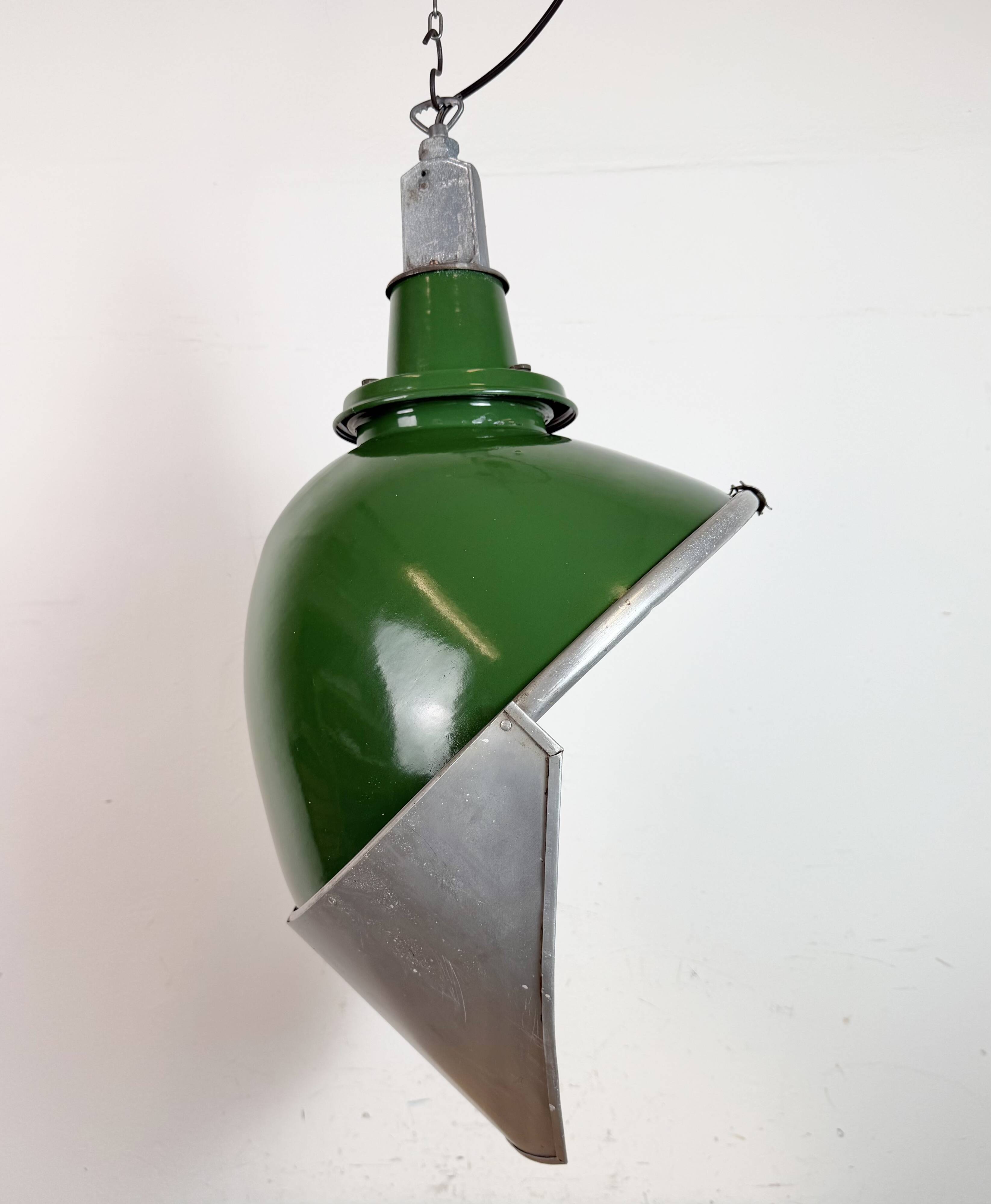 Large Industrial Green Enamel Factory Pendant Lamp from Benjamin, 1960s