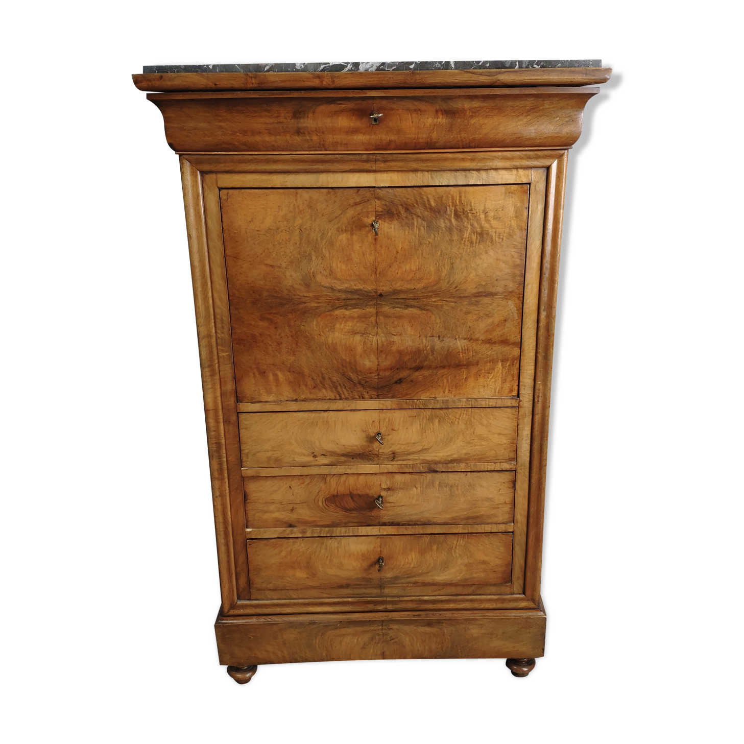 Secretary style Louis Philippe in walnut bramble