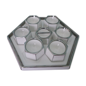 8-piece hull service - enamelled porcelain - art deco - bp paris