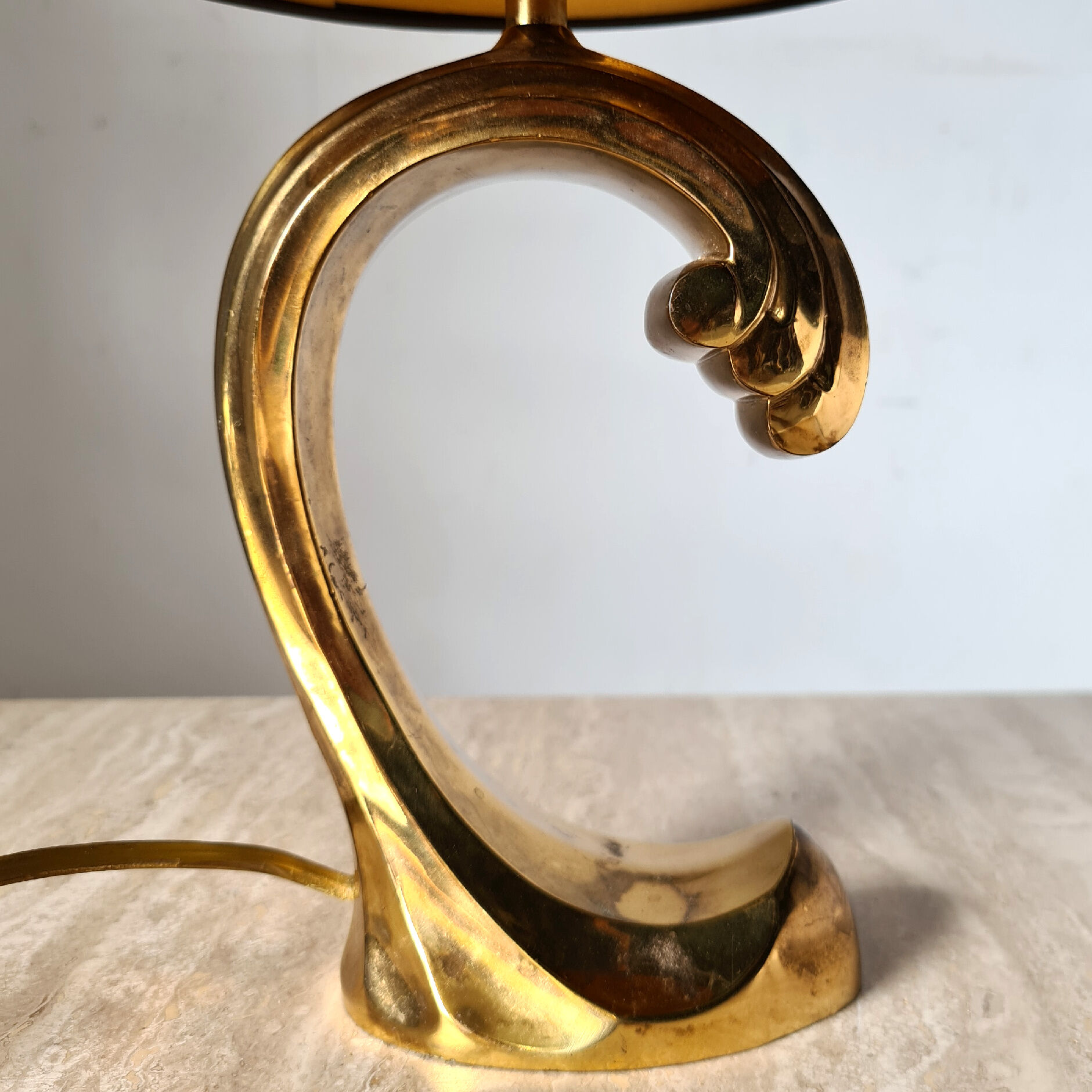 Hollywood regency brass table lamp, 1970s