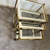 Trio de tables basses « Nido » laiton et verre Italie 70s