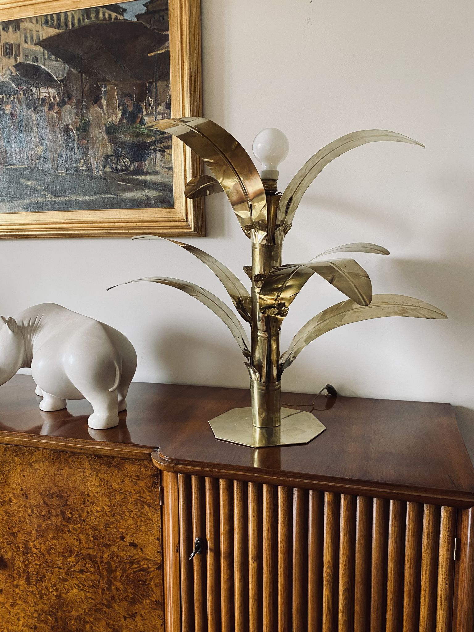 Palm tree brass floor/table lamp, Bottega Gadda Italy, 1960
