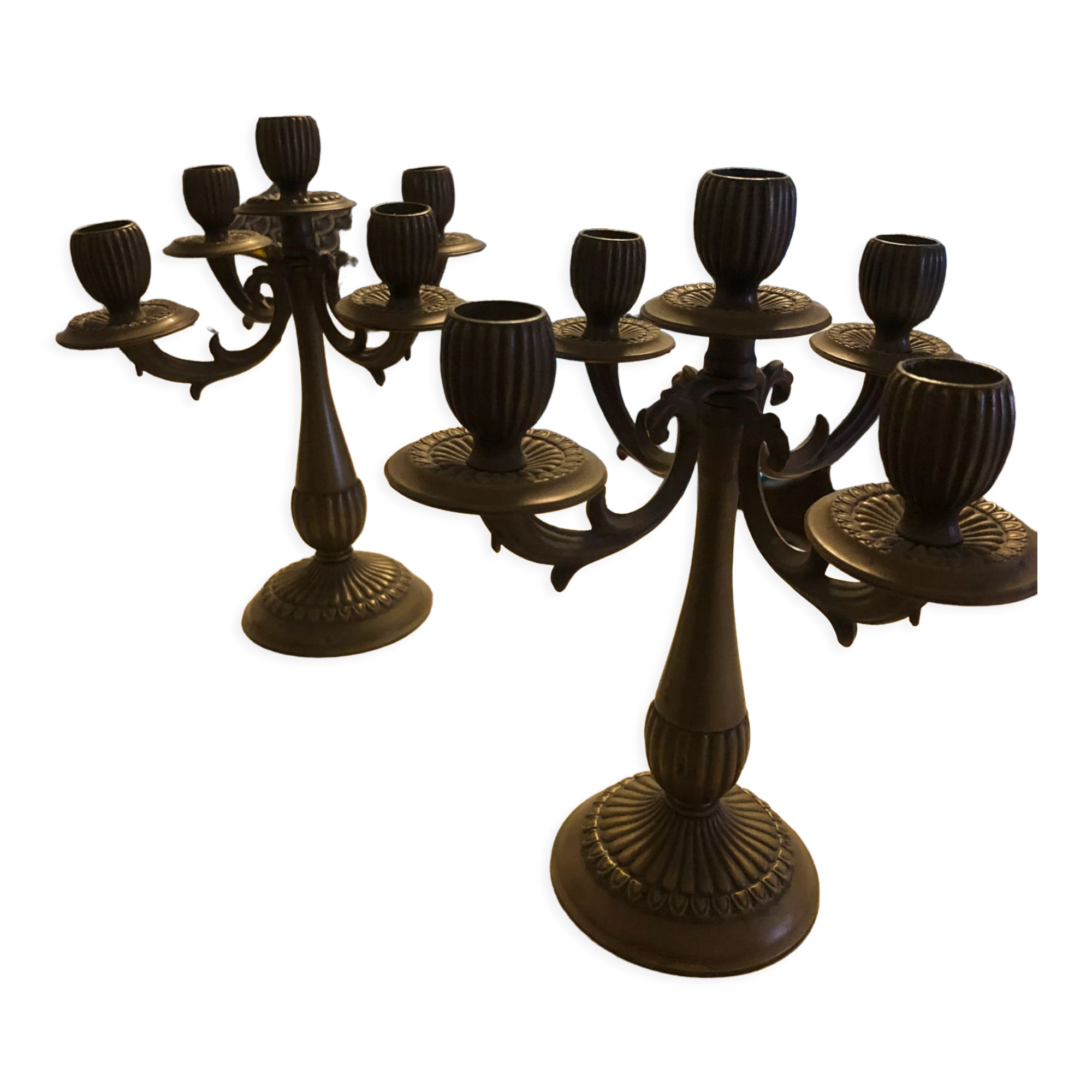 Pair bronze candlesticks