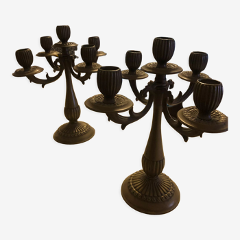 Paire chandeliers bronzes
