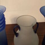 Trio of vintage glass paste vases from the 70s