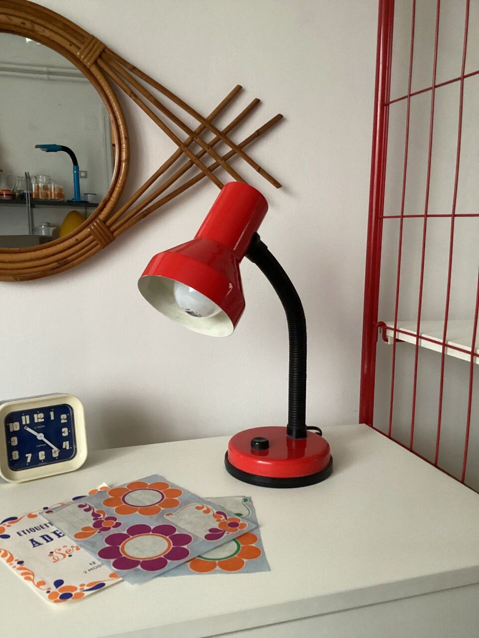 Red and black desk lamp