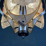 Amber chrome chandelier Murano mid-century by Toni Zuccheri for Mazzega, Italy, 1970s.