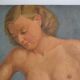 Old painting portrait nude woman oil on panel