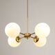 Italian Mid Century Golden Sputnik Chandelier with Opaline Shades, 1960s