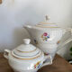 Porcelain coffee pot and sugar bowl