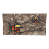 Wall plaque by JG Picard in enamelled lava stone, 1970.