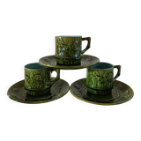 Three cups with saucers slurry decoration Bamboo