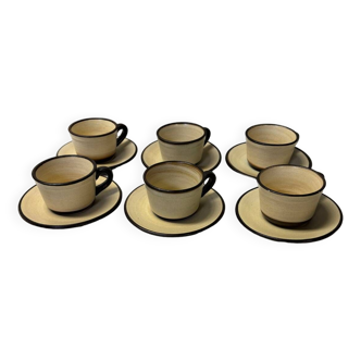 Set of 6 vintage stoneware mugs