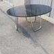 Table basse vintage chrome et verre fumé