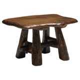 Rustic Hand-Carved Side Table, France, 19th Century