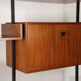 Vintage modular bookcase in wood and metal, Italy, 1960