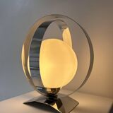 Vintage table lamp, chrome and opaline, France 1970s