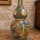 Satsuma Meiji period: Polychrome and gilded ceramic gourd vase