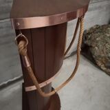 Dutch boat bar solid oak and red copper 1940 1950 art deco