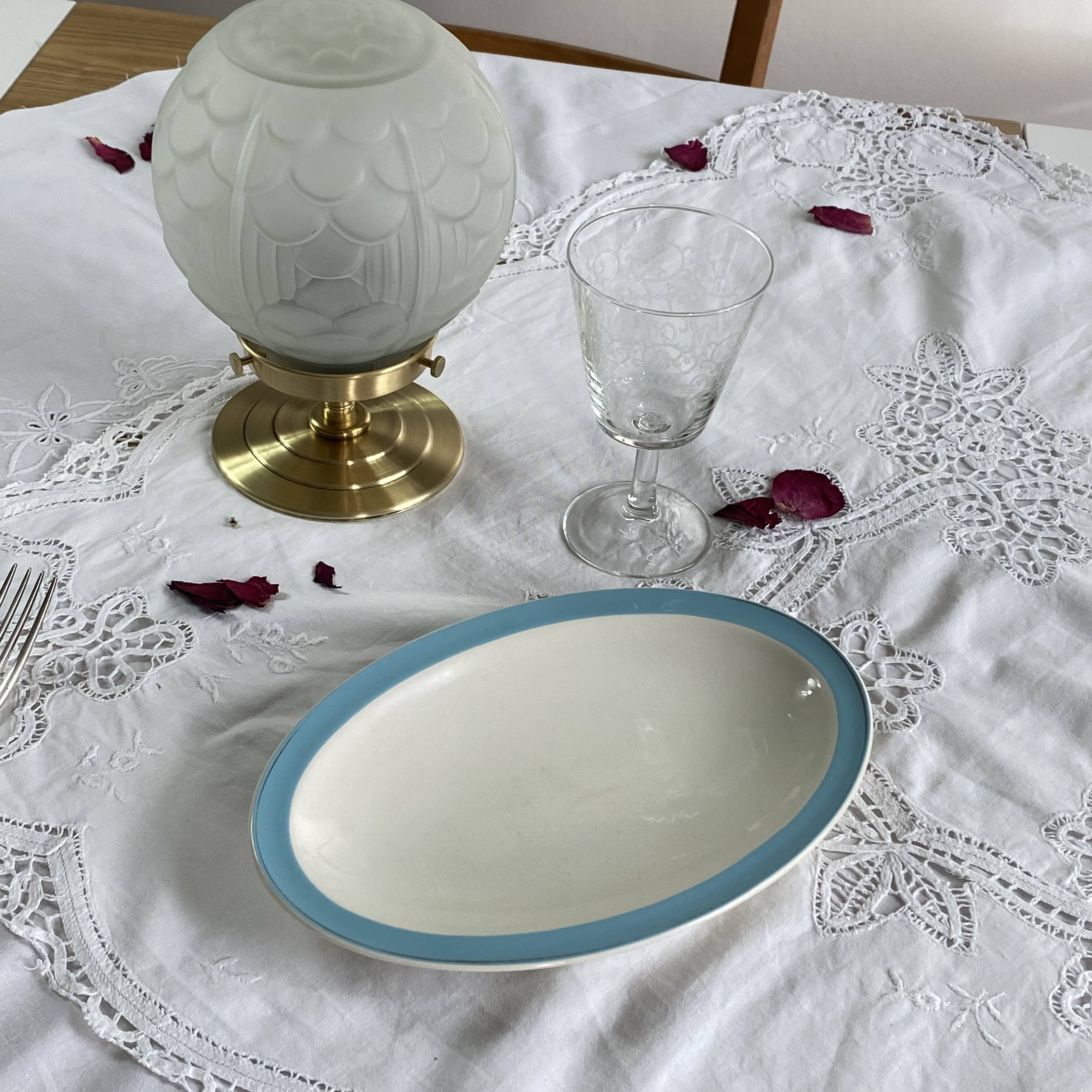 Small serving dish, antique Boch et Frères Kéralux blue earthenware