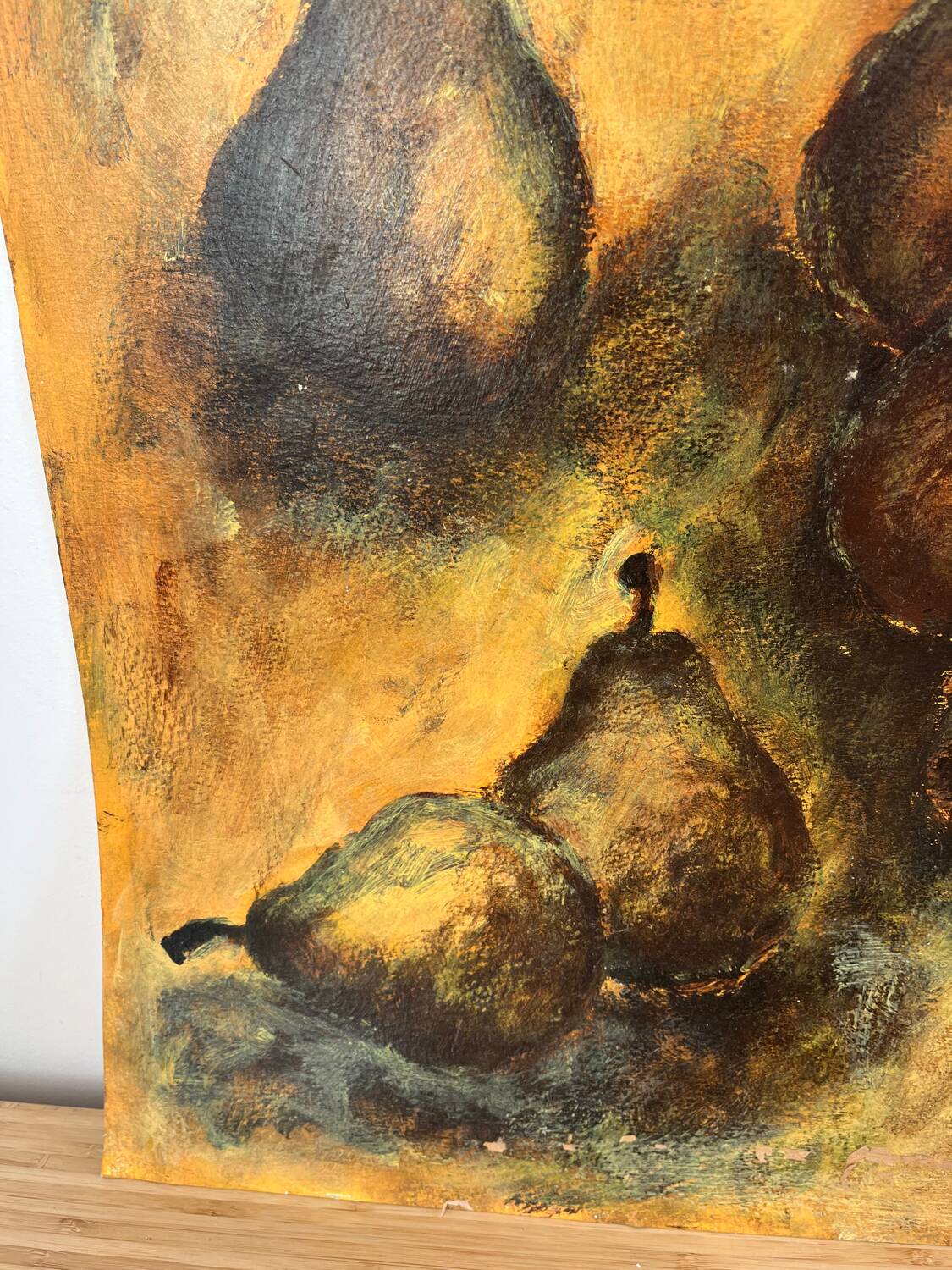 Still life with pears, watercolour on paper signed Françoise Persillon.