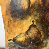 Still life with pears, watercolour on paper signed Françoise Persillon.