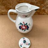 Old Teapot DIGOIN Sarreguemines White Ceramic Flower Decor #B631