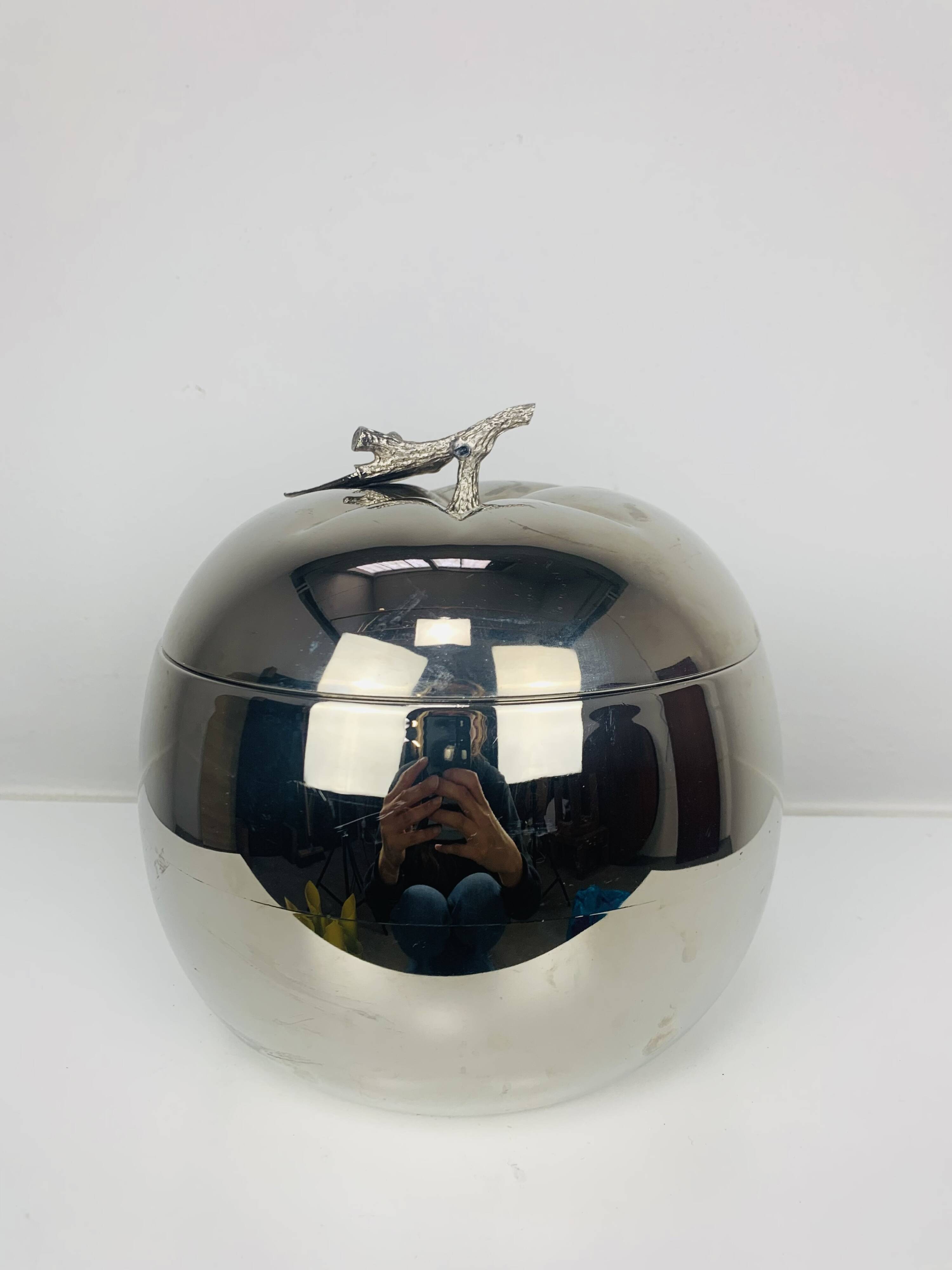 Apple ice bucket by Hans Turnwald, metal, 1970s