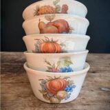 Set of 5 Vintage Boch Frères Ramekins / Small Bowls - Fruit Decor